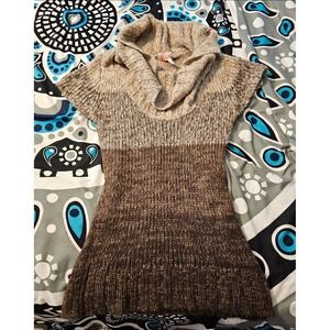 Derek Heart  Brown and Tan Cowl Neck Sweater Womens Size M